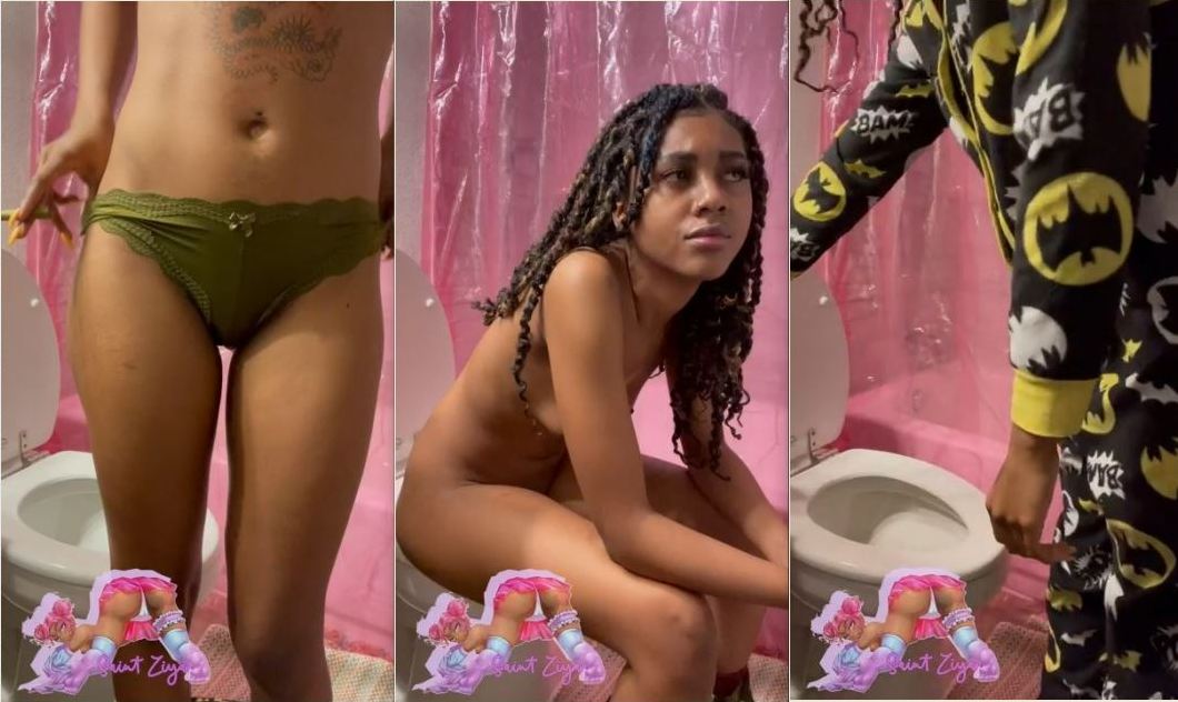Sittin on the Toilet Ebony Beauties with Cigars