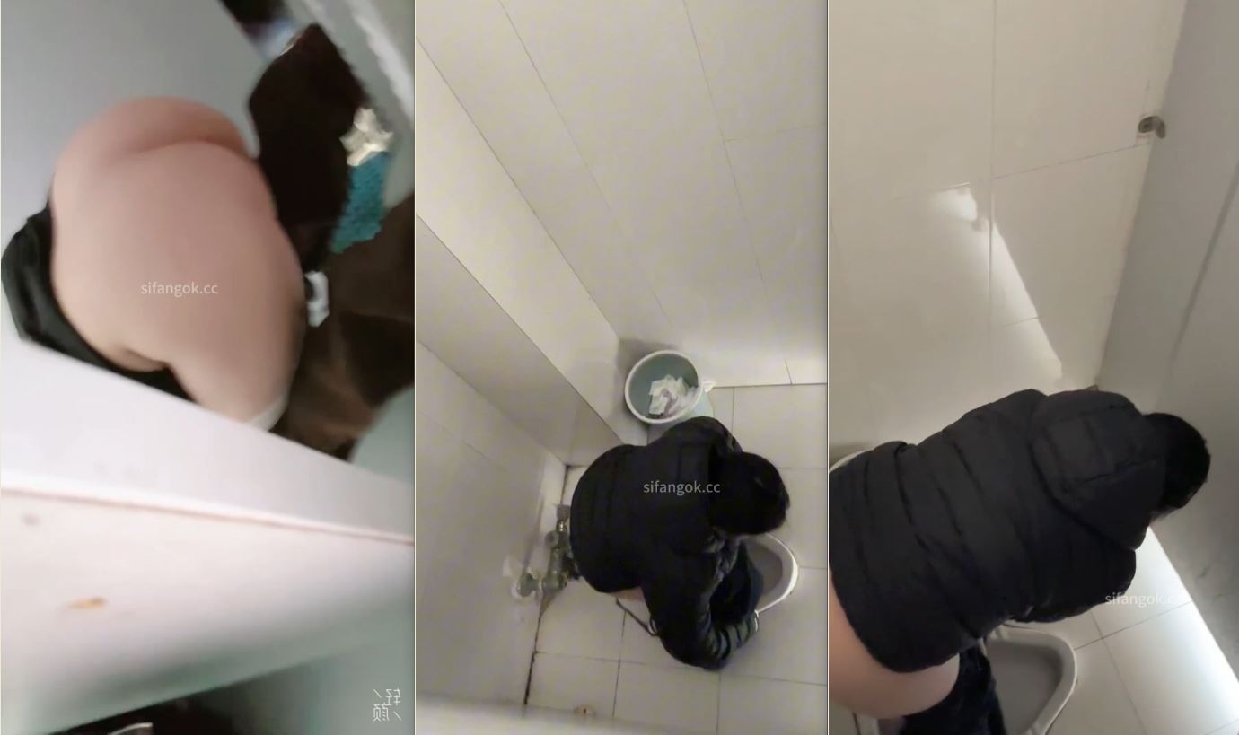 Private Toilet Recording – Chinese Girl in Black Jacket Squatting and Peeing