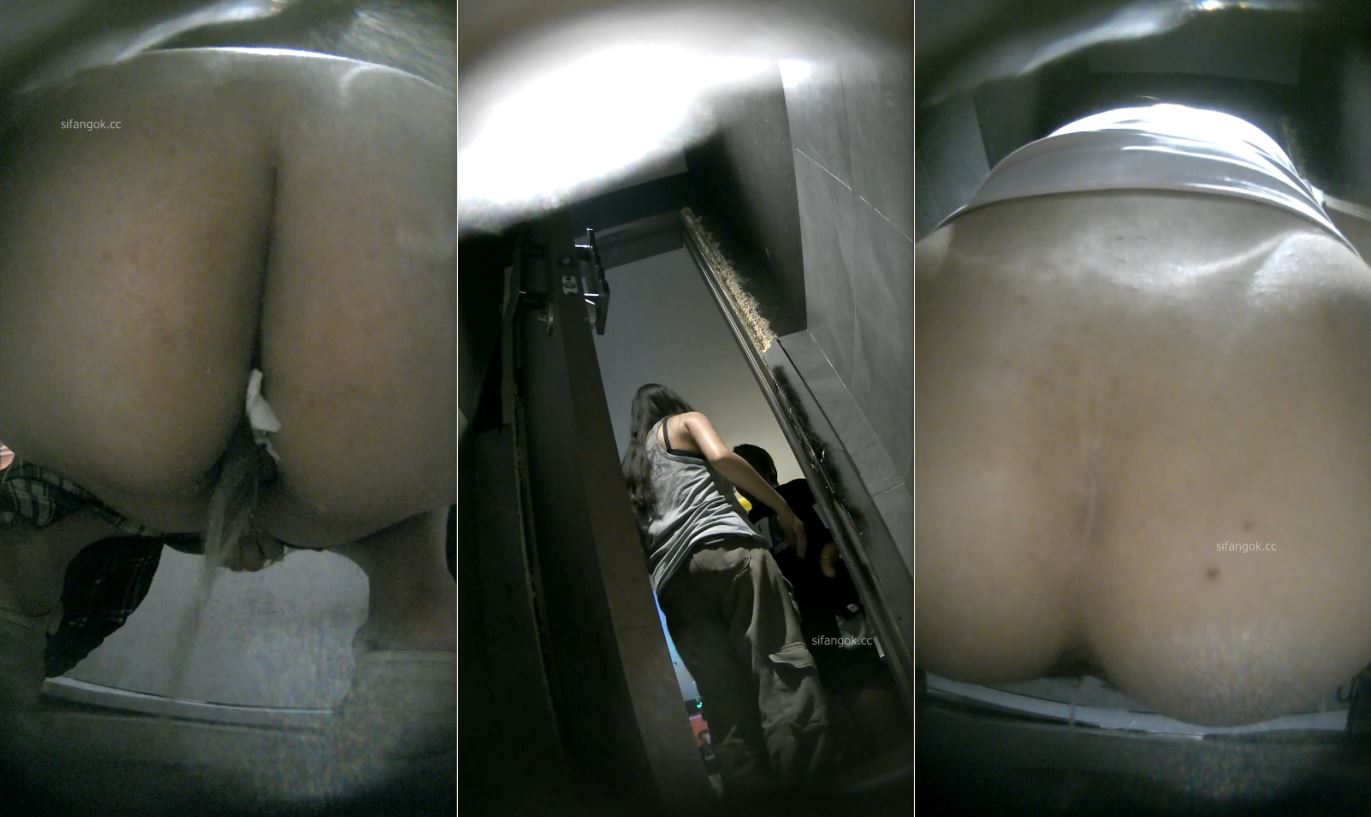 Hidden Cam Big Ass Chinese Girl Squatting Wide with Phone Flashlight Lighting Up Hairy Pussy