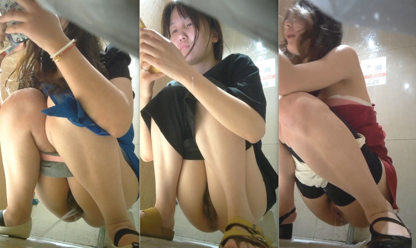 Chinese Girls Squatting and Peeing While Taking Selfies on Phone Hidden Cam