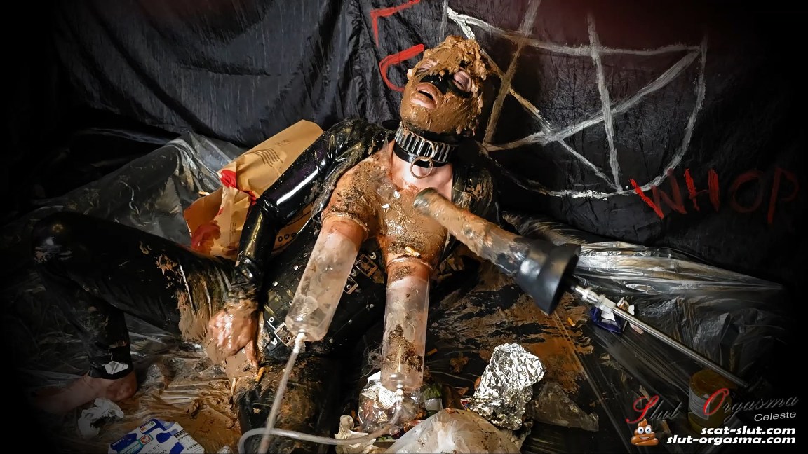 SlutOrgasma Full Body Shit Smearing and Deep Horse Cock Throat