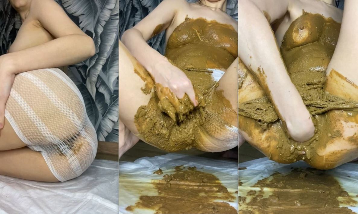 PooGirl – big constipated week load, fisting and smearing HD