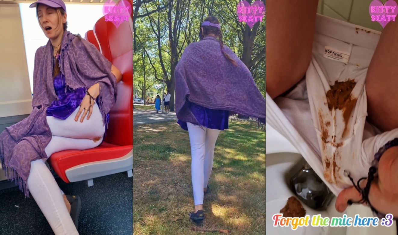 Kitty Skatt – Public Crowded Train Shit in White Leggings HD